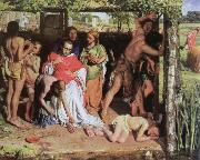 a converted british family sheltering a christian priest from the persecution of the druids William Holman Hunt
